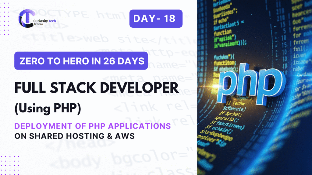 "Developer deploying a PHP web application using shared hosting control panel and AWS cloud console, representing different hosting environments."