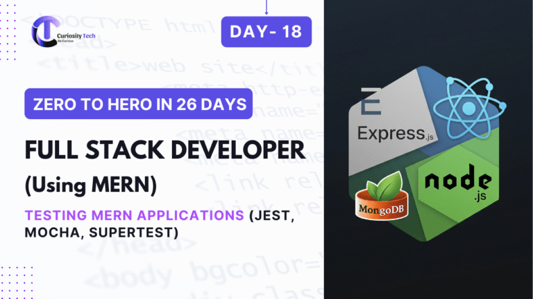 "Developer writing test cases for a MERN stack application using Jest, Mocha, and Supertest frameworks on a laptop screen."